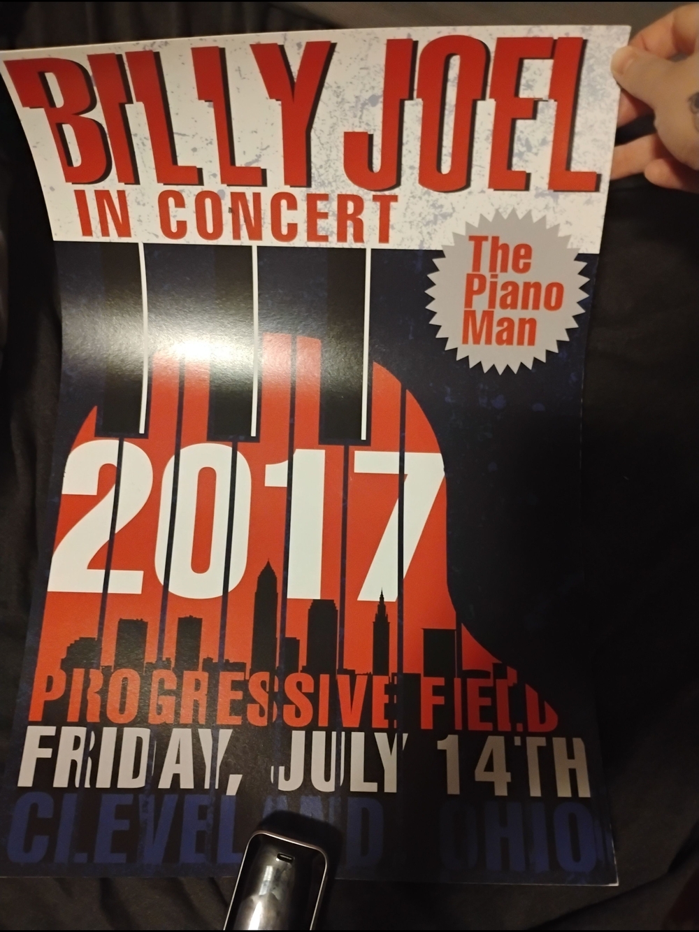 Billy Joel 2017 Concert Poster - Red, White, Black